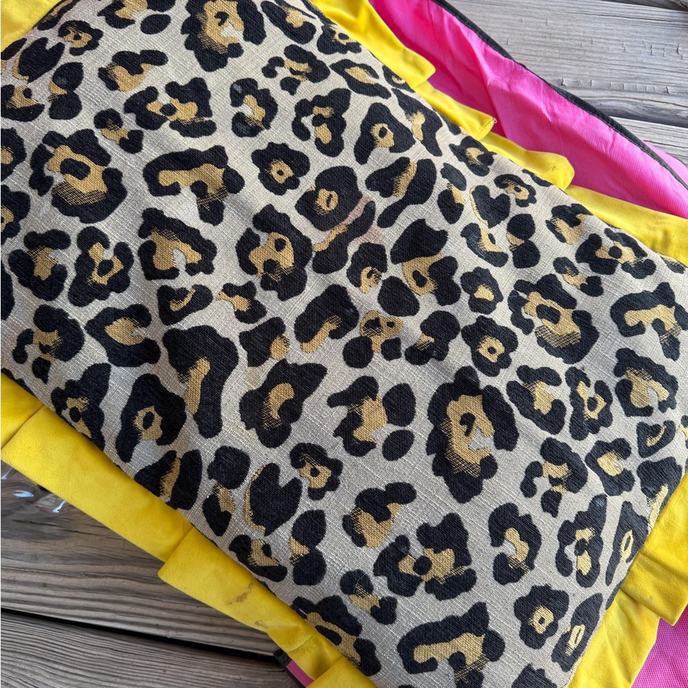 Custom Leopard Print Burlap/Velvet Lined Pillow Case Covers